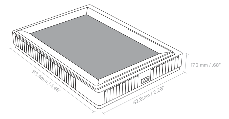 Five-0 line drawing with physical dimensions