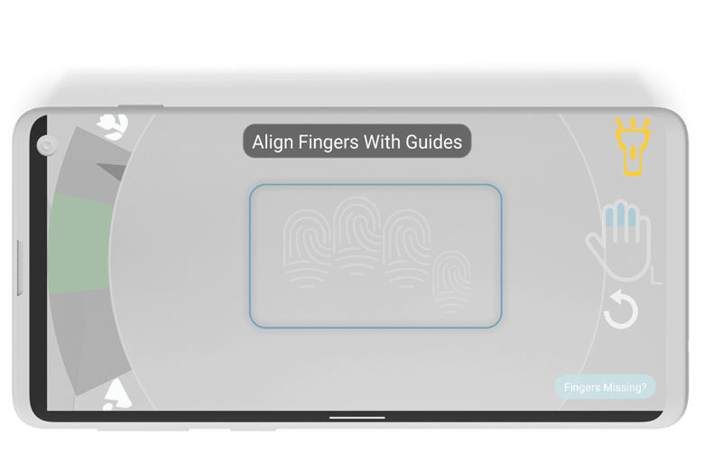 align fingers with guides screen